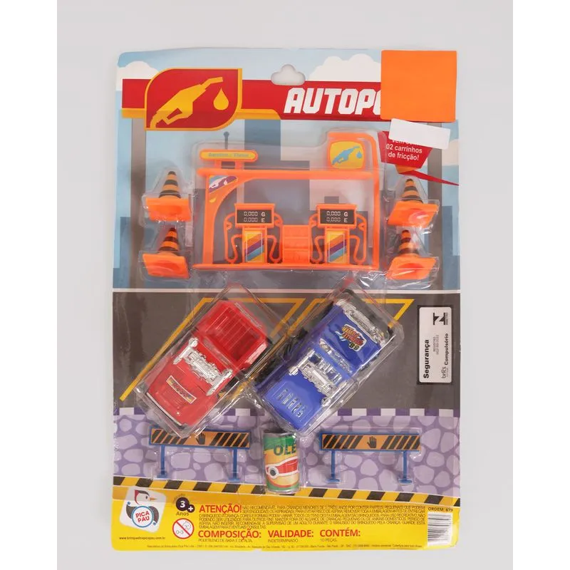 Brinquedo Autoposto 10 Peças Vermelho e Azul UN