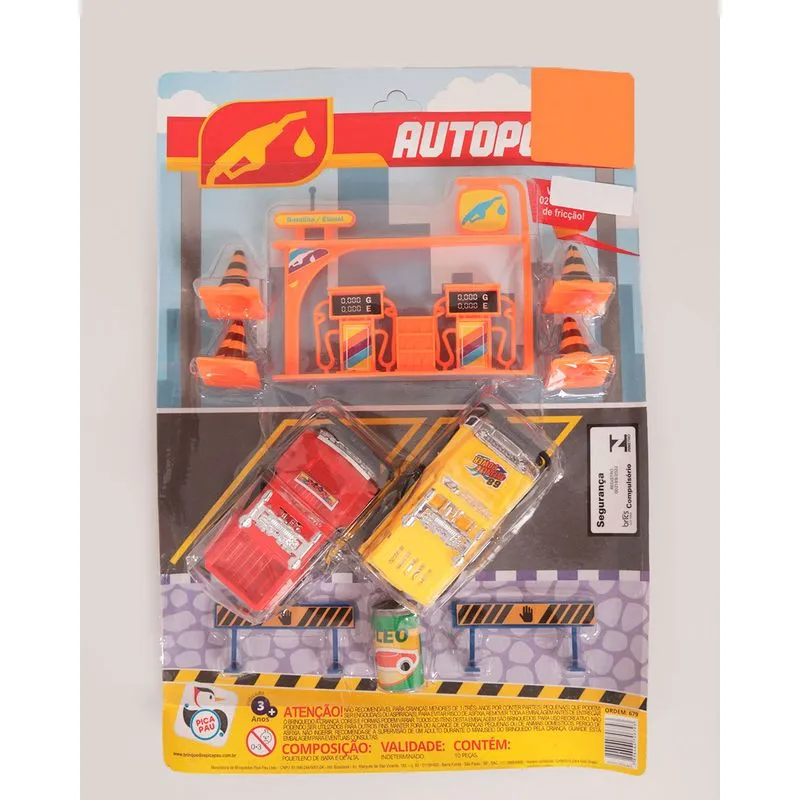 Brinquedo Autoposto 10 Peças Vermelho e Amarelo UN