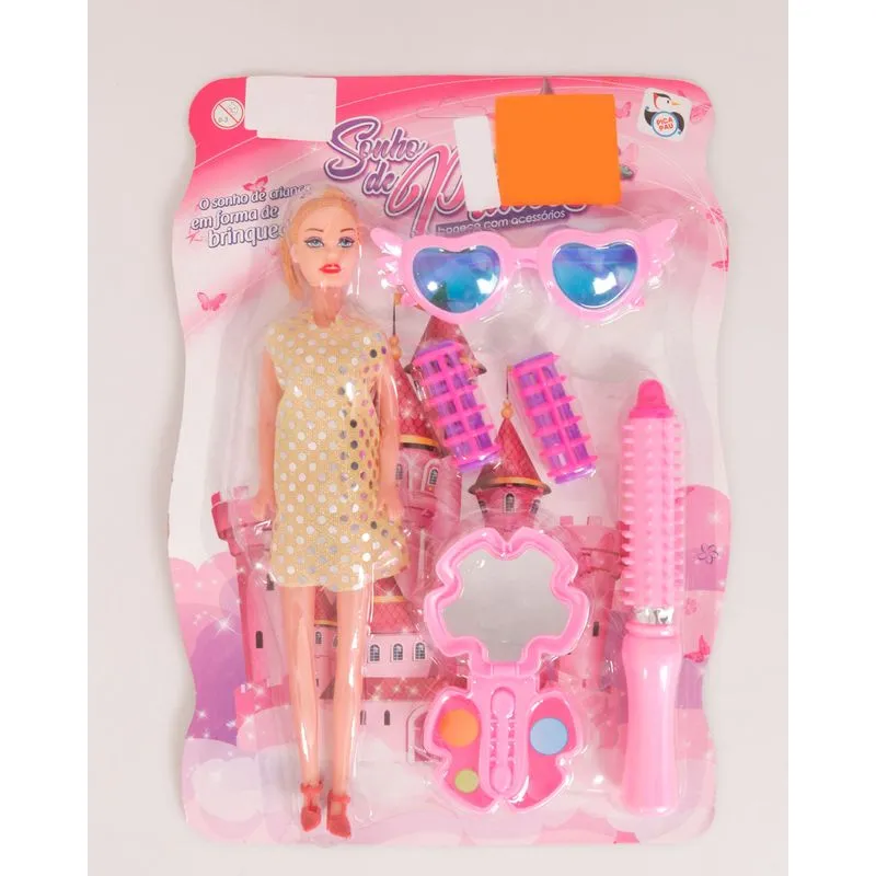 Boneca 6 Peças Pop com Acessórios Amarelo UN