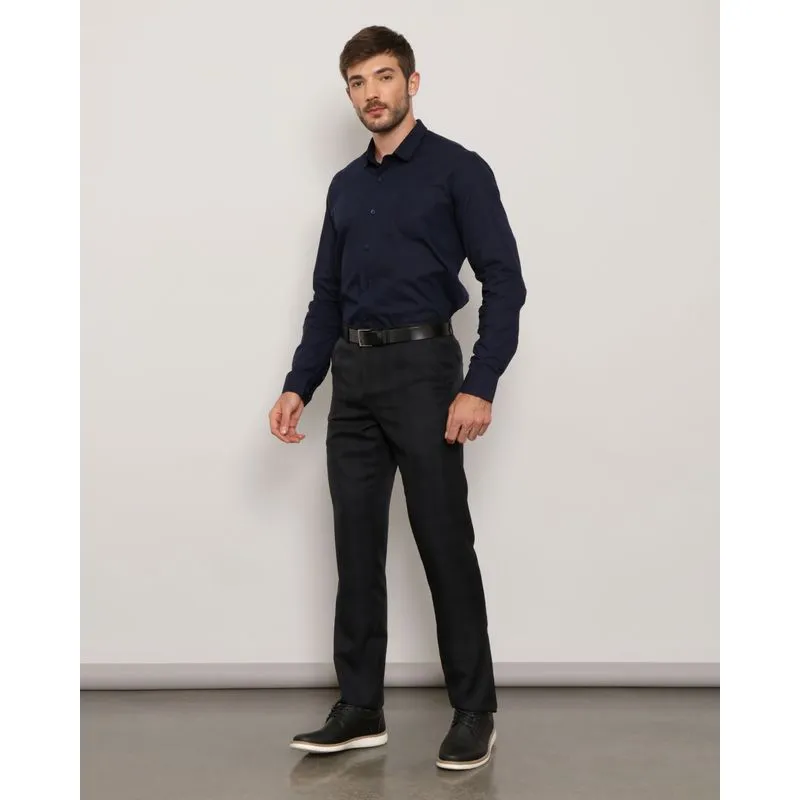 Calça Masculina Social Reta Com Bolsos Xadrez Preta 42