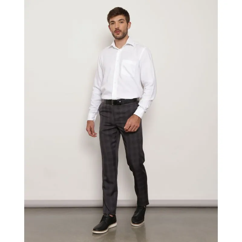 Calça Masculina Social Reta Com Bolsos Xadrez Cinza 48