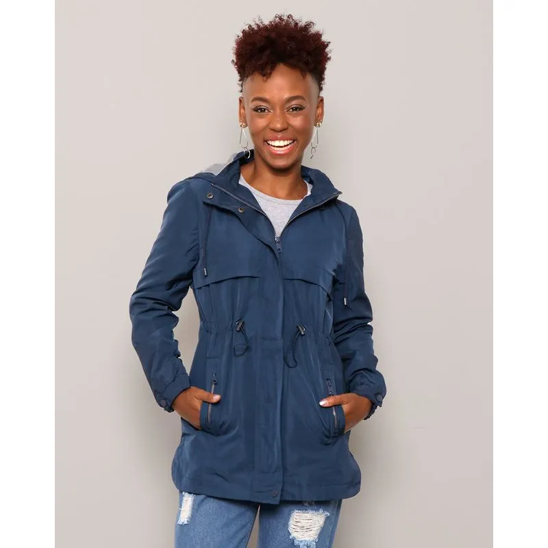 Parka Feminina Com Capuz Marinho M