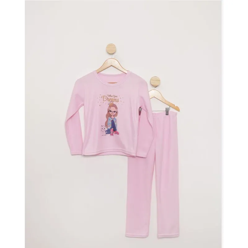Pijama Juvenil Longo Estampa Dreams Soft Rosa 14