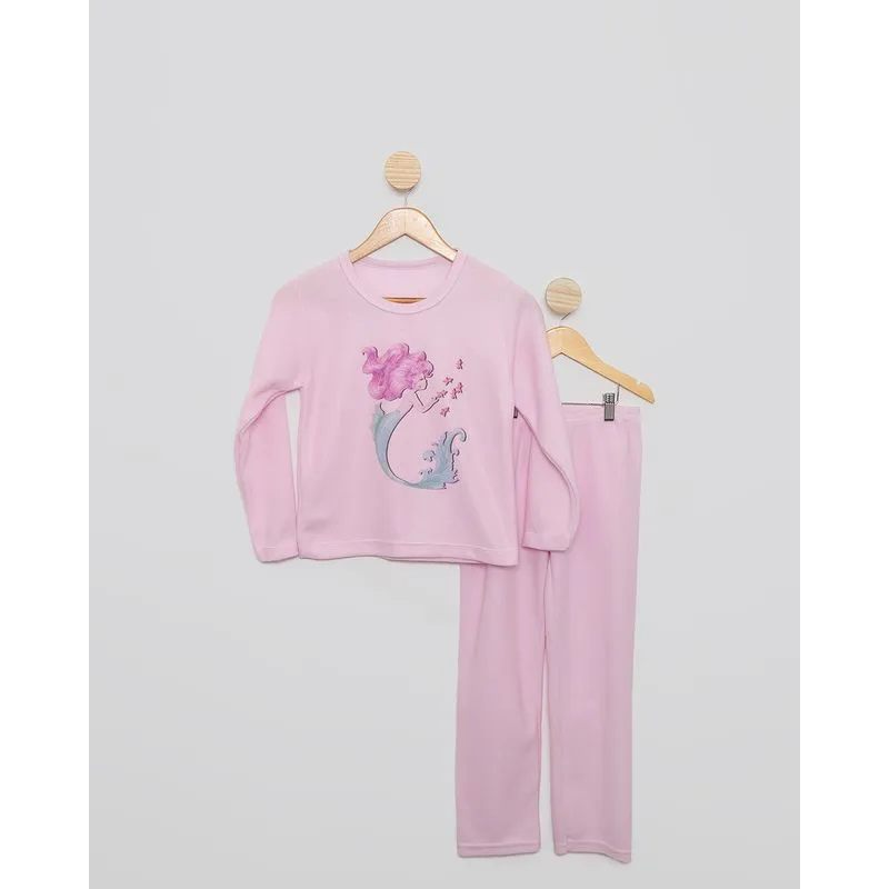Pijama Juvenil Longo Estampa Sereia Rosa 14