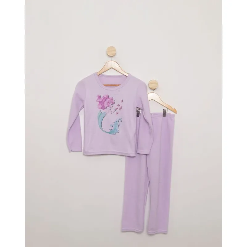 Pijama Juvenil Longo Estampa Sereia Lilás 14
