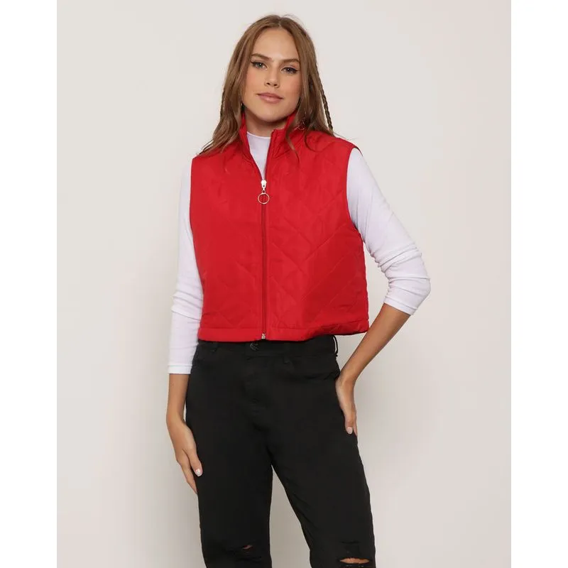 Colete Cropped Feminino Matelassê Vermelho G