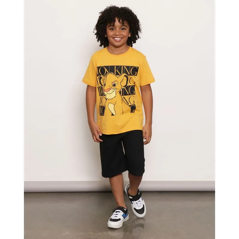 Conjunto Infantil Disney Estampa Rei Leão Curto Mostarda 8