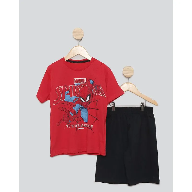Conjunto Infantil Marvel Homem Aranha Manga Curta Vermelho 8