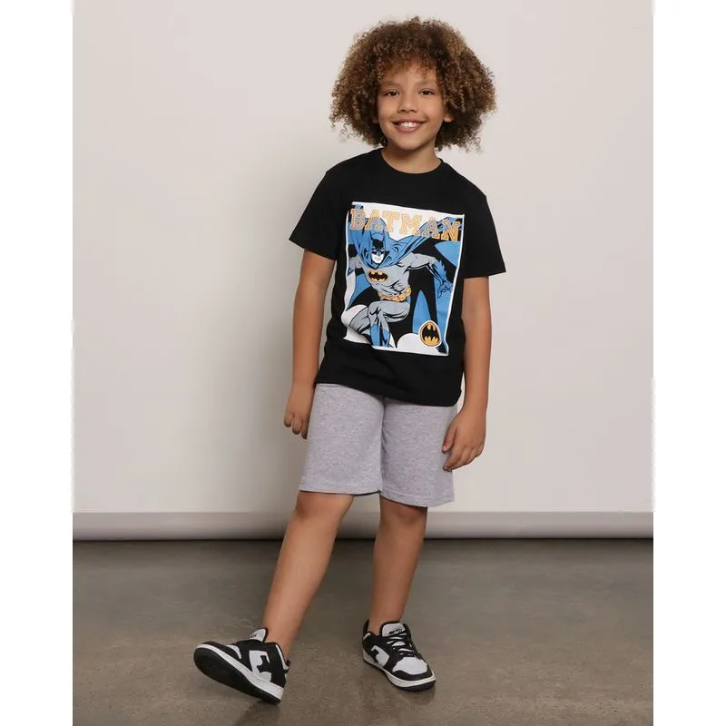 Conjunto Infantil DC Comics Batman Manga Curta Preto 6