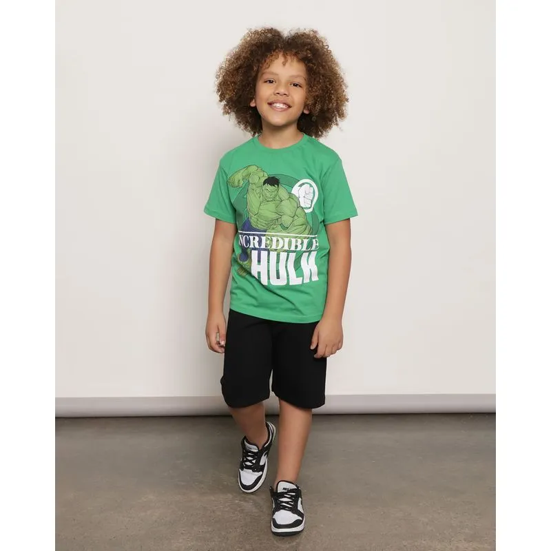 Conjunto Infantil Marvel Estampa O Incrível Hulk Curto Verde 6