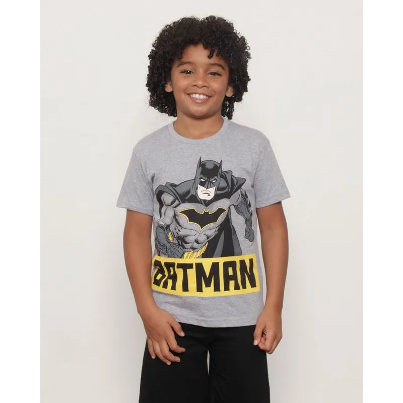 Conjunto Infantil Manga Curta DC Comics Batman Cinza 6