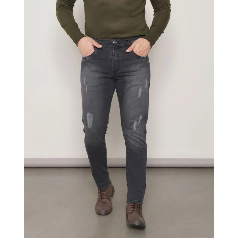 Calça Masculina Jeans Detalhe Puídos Preta 38