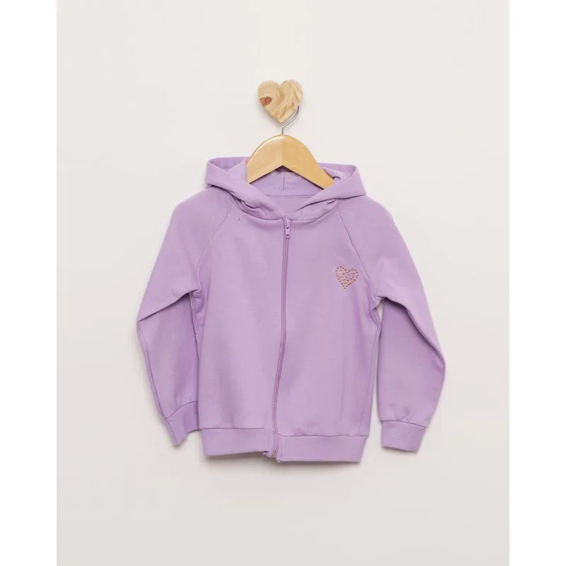 Casaco Moletom Bebê Capuz Strass Lilás 3