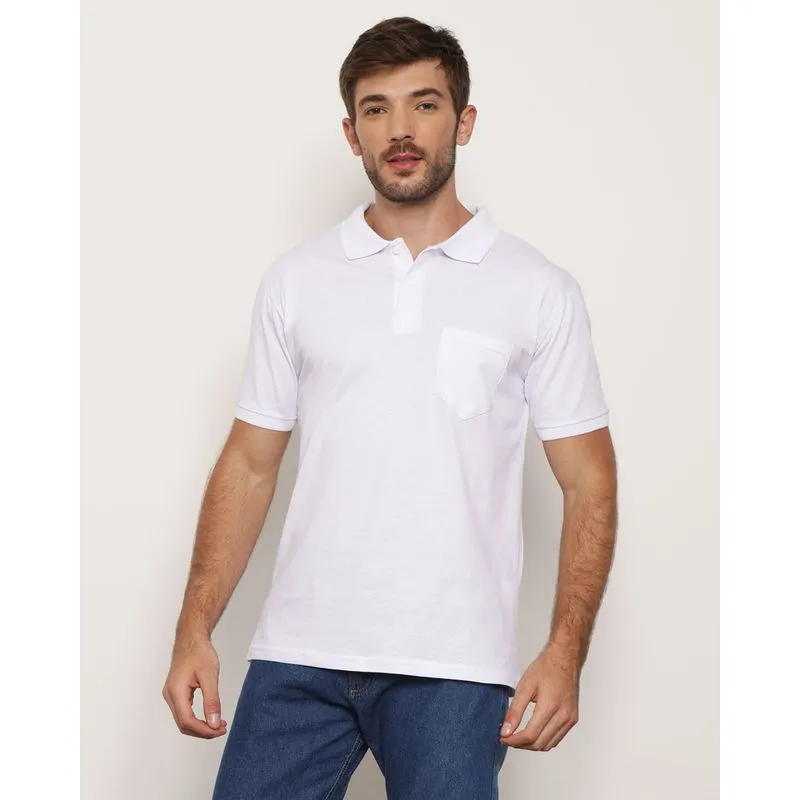 Polo Masculina Básica Manga Curta Branca M