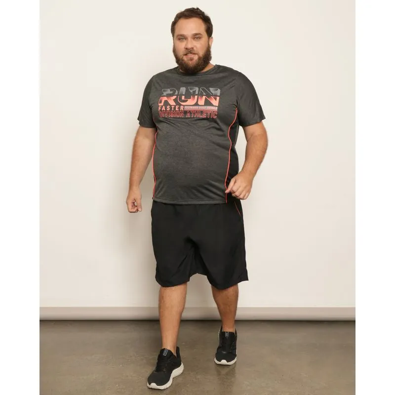 Bermuda Plus Size Masculina Reta Fitness Preta G3