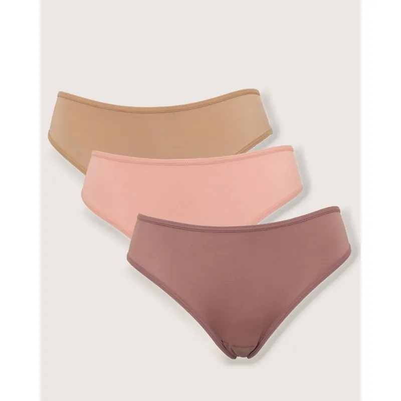 Kit 3 Calcinhas Biquíni Esbelt Microfibra Rosa Bege e Roxo GG