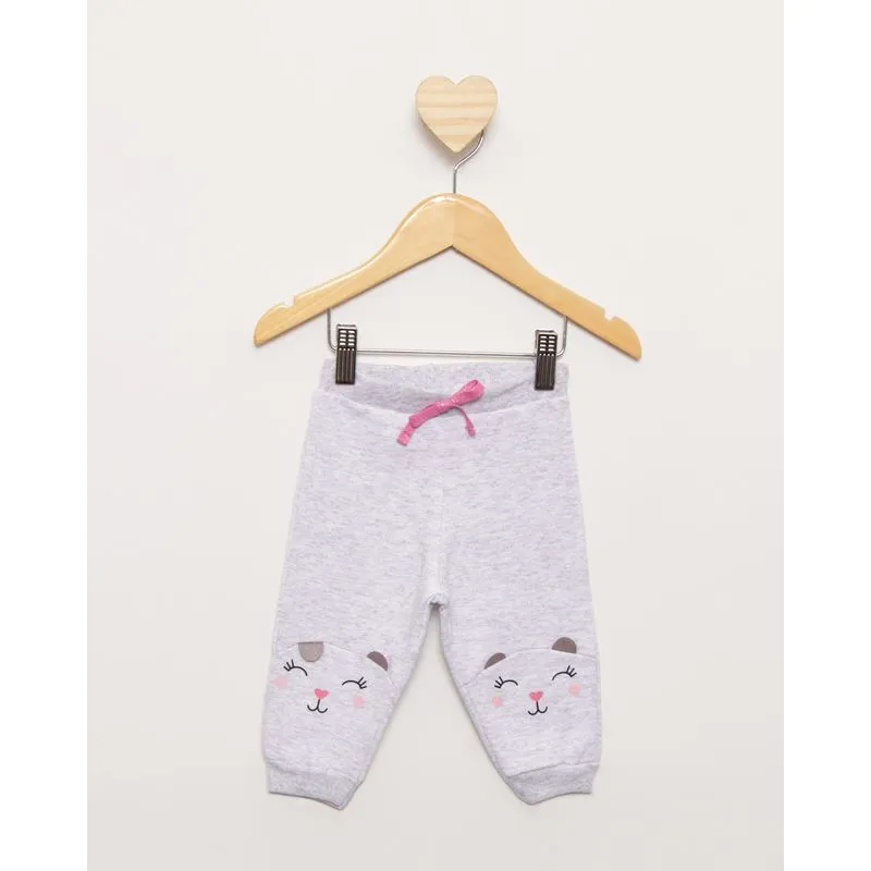 Calça Moletom Bebê Gatinho Mescla P