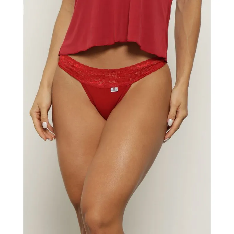 Calcinha Feminina String Com Renda Vermelha P