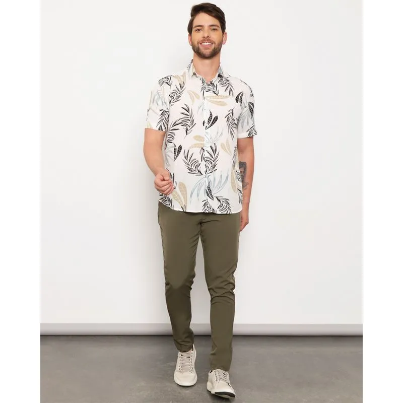 Calça Masculina Social Comfy Reta Com Elástico Crepe Verde M