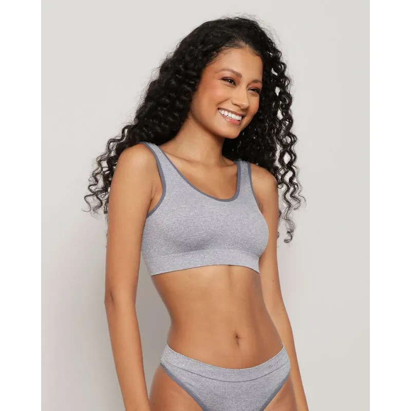 Sutiã Top Feminino Trifil Canelado Sem Bojo Cinza G