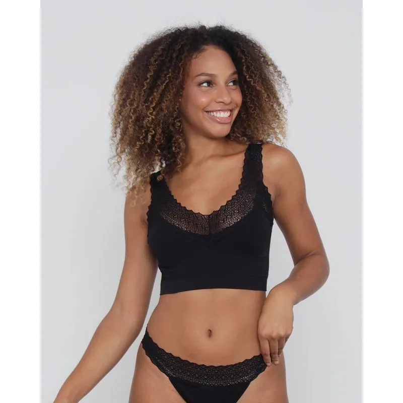 Sutiã Feminino Top Jacquard Trifil Com Renda Preto 44