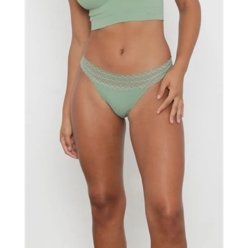 Calcinha Feminina Biquini Trifil Canelada E Renda Verde G