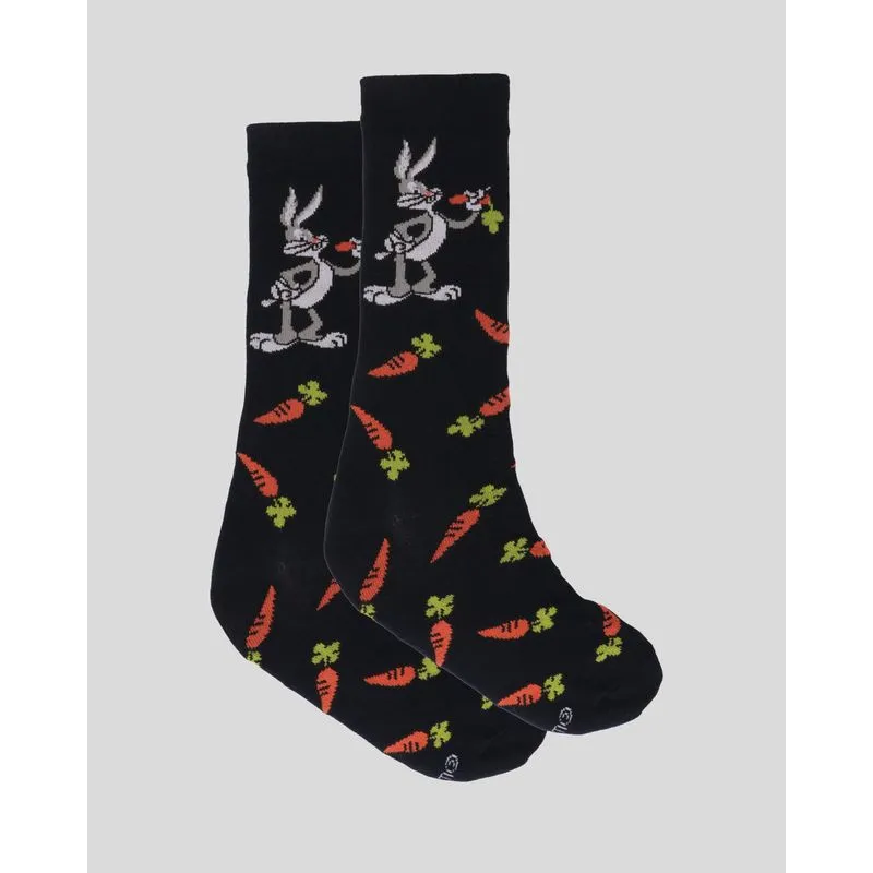 Meia Masculina Cano Longo Estampa Pernalonga Looney Tunes Azul Escuro UN