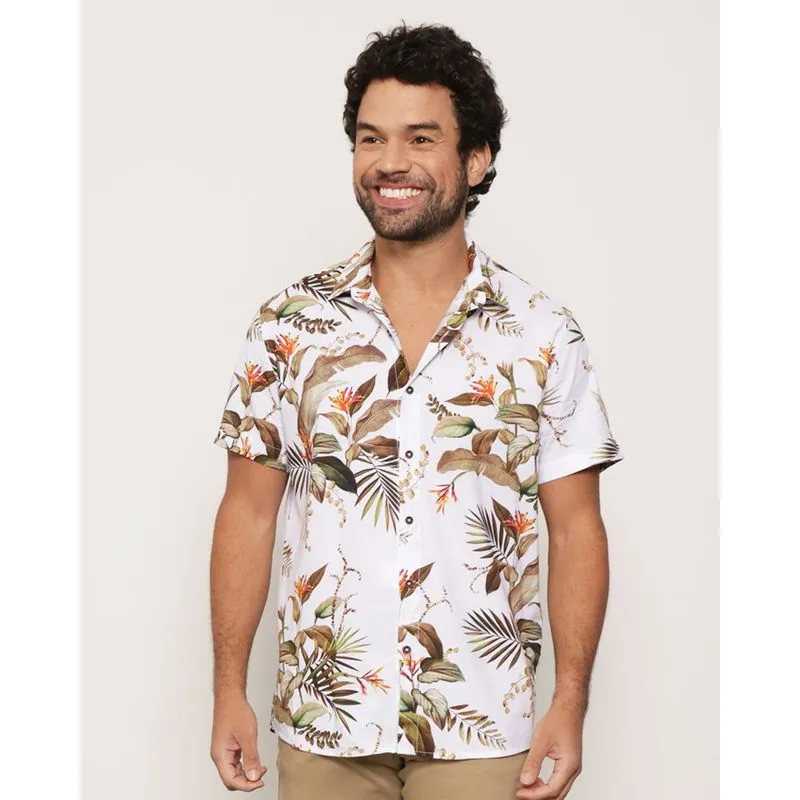 Camisa Masculina Floral Off White 3