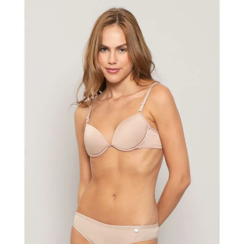 Sutiã Feminino Push Up Com Bojo Bege 40