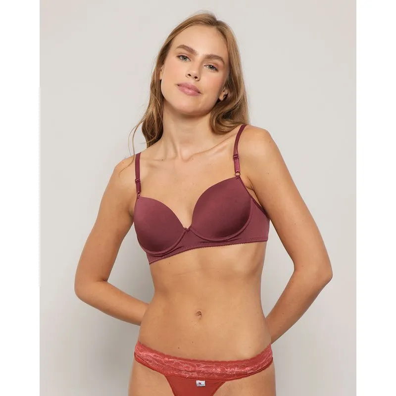 Sutiã Feminino Base Com Bojo Vinho 44