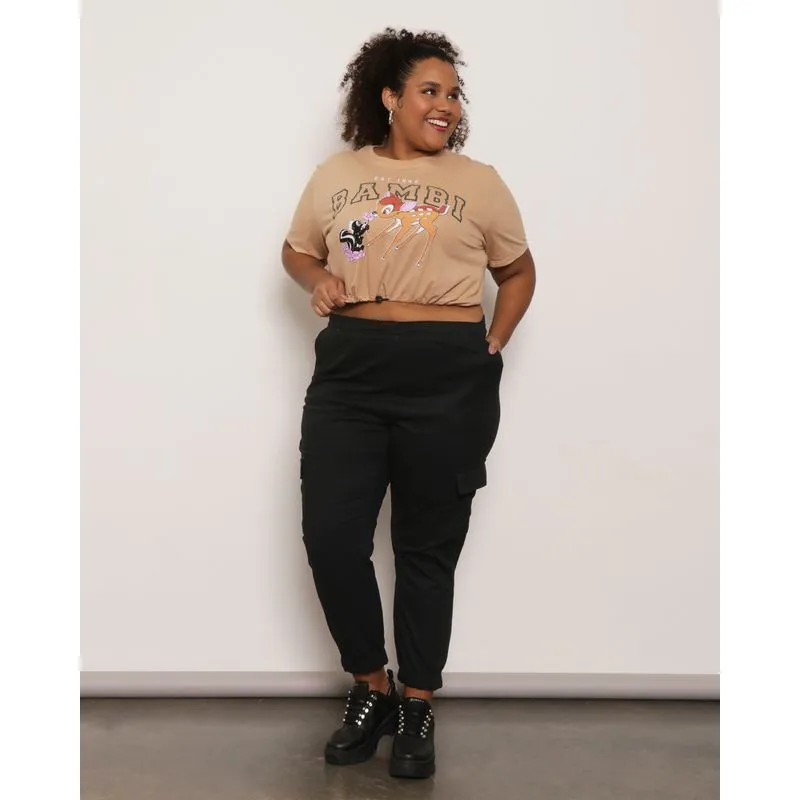 Calça Plus Size Feminina Sarja Vizzy Preta 50