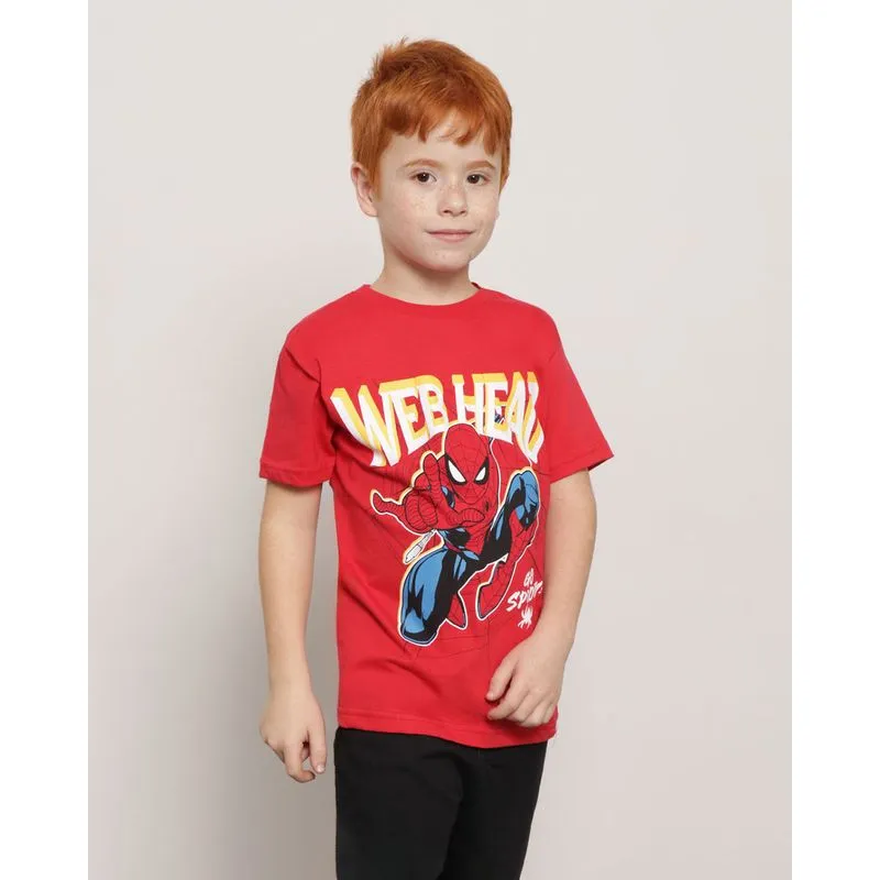 Camiseta Infantil Manga Curta Marvel Homem Aranha Vermelha 10