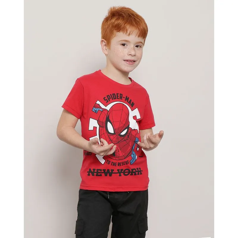 Camiseta Infantil Manga Curta Marvel Homem Aranha Vermelha 4