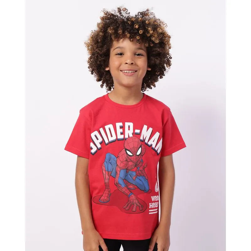 Camiseta Infantil Algodão Marvel Homem Aranha Vermelha 8