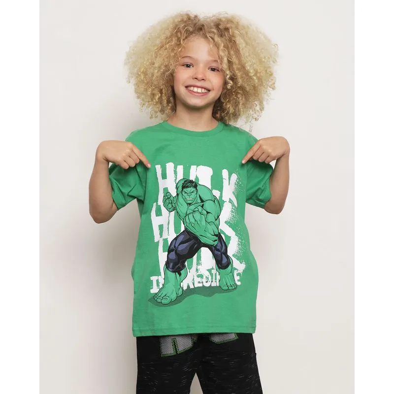 Camiseta Infantil Marvel Hulk Manga Curta Verde 6