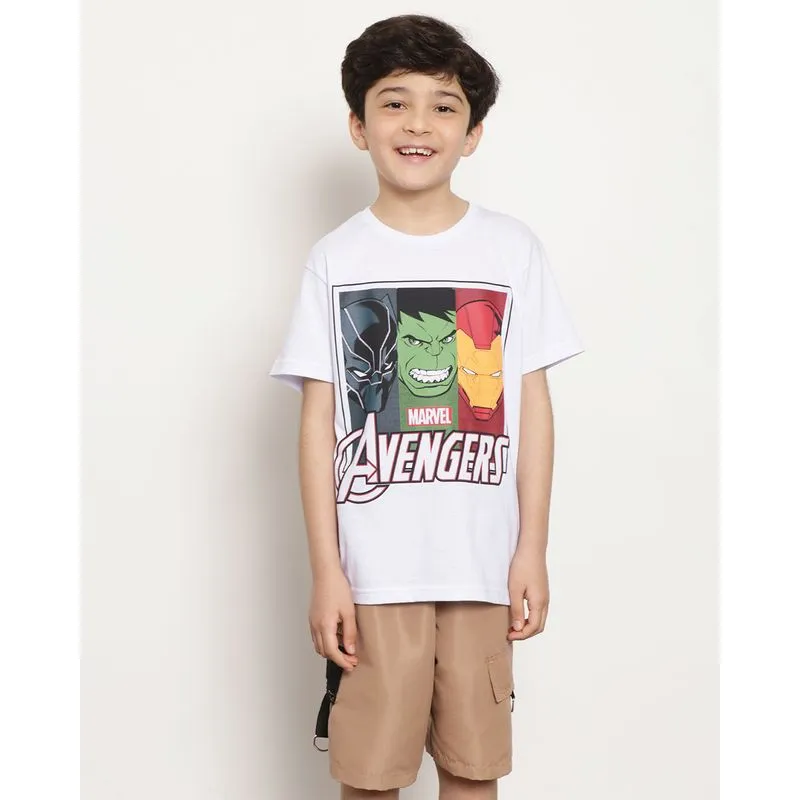 Camiseta Infantil Marvel Os Vingadores Manga Curta Branca 10