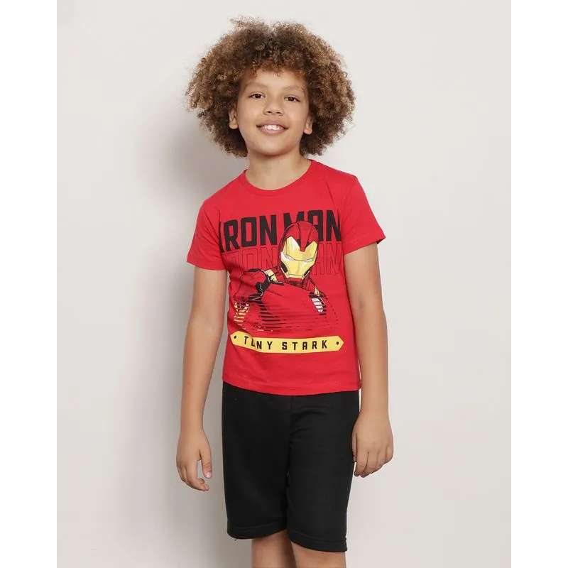 Camiseta Infantil Manga Curta Homem De Ferro Marvel Vermelha 10