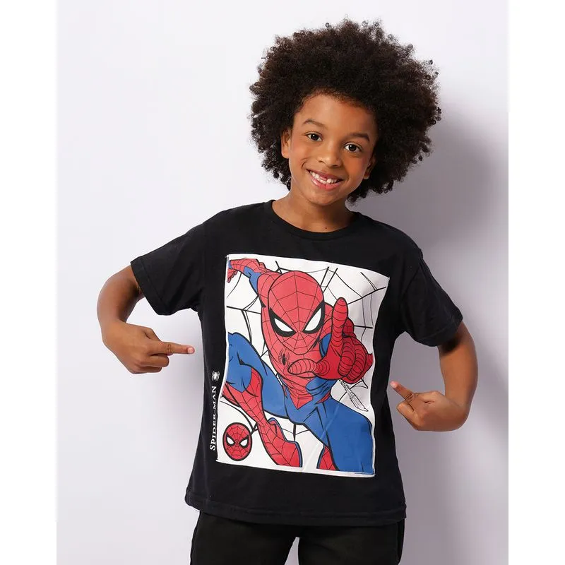 Camiseta Infantil Marvel Homem Aranha Manga Curta Preta 4