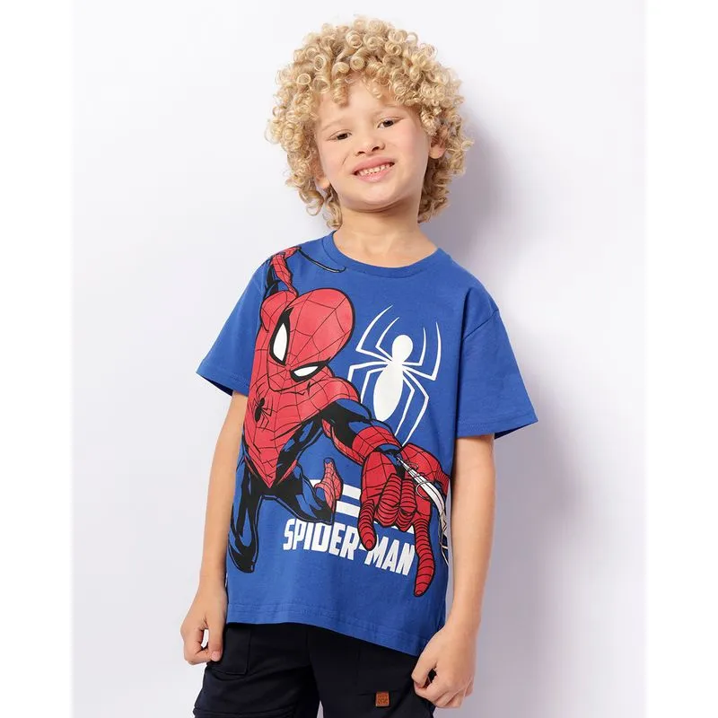 Camiseta Infantil Marvel Homem Aranha Manga Curta Azul 10