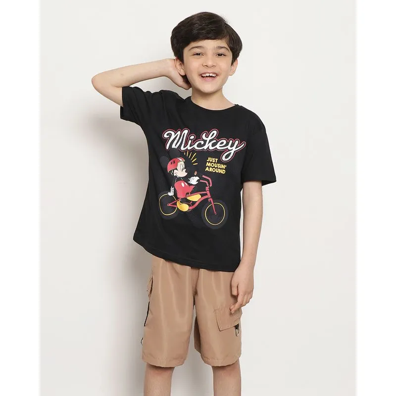 Camiseta Infantil Disney Mickey Manga Curta Preta 4
