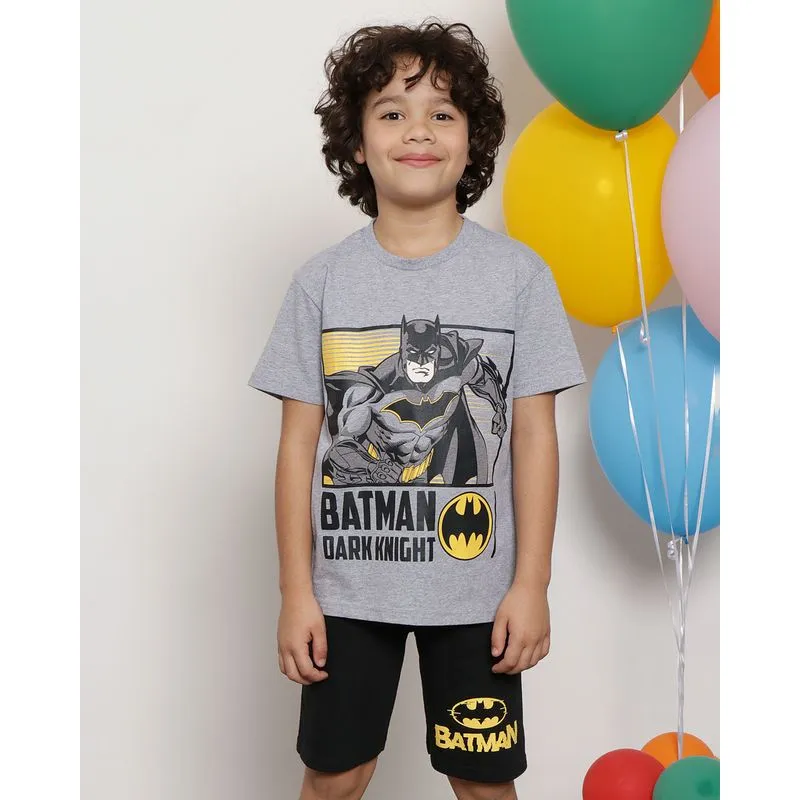 Camiseta Infantil DC Comics Batman Manga Curta Mescla Cinza 10