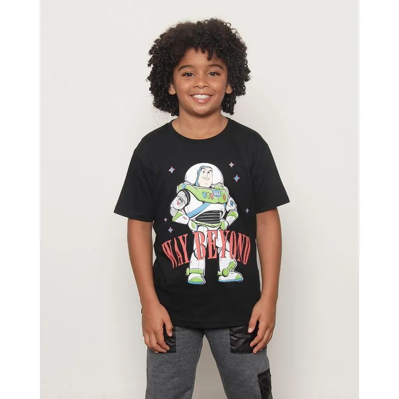Camiseta Infantil Manga Curta Disney Estampa Buzz Lightyear Preta 4