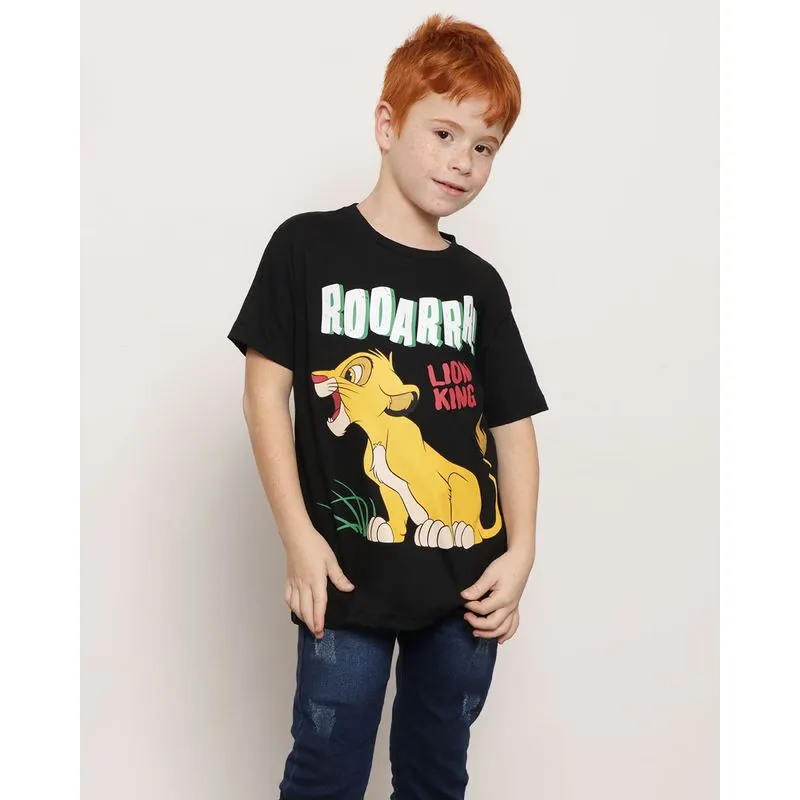 Camiseta Infantil Manga Curta Disney Rei Leão Preta 4