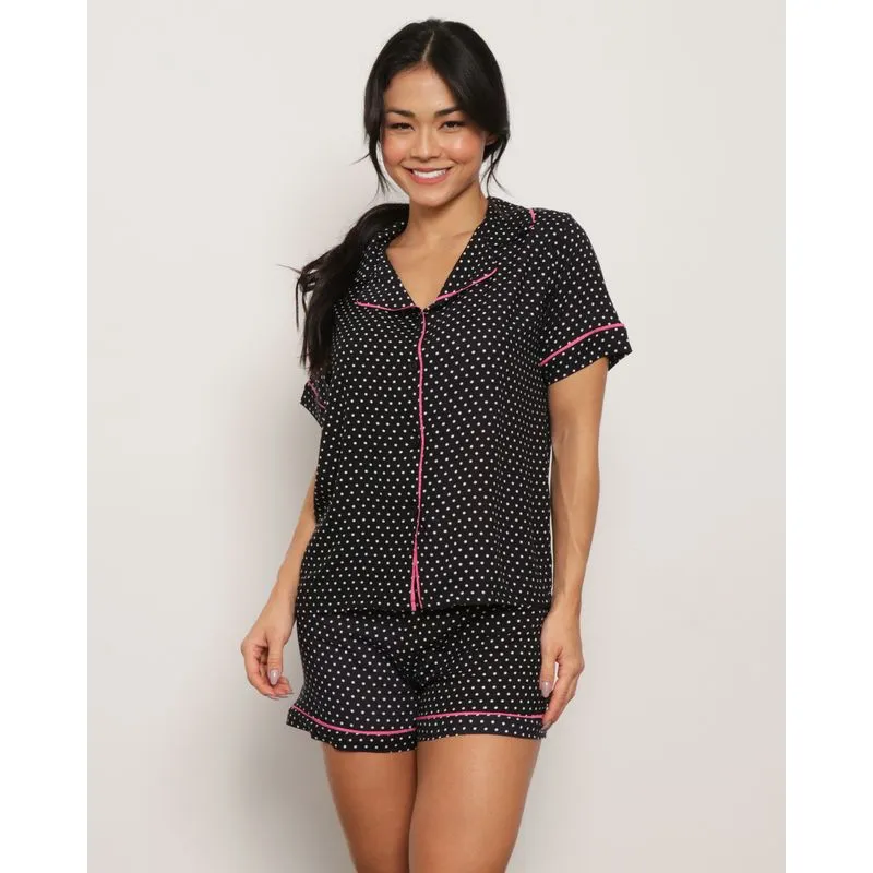 Pijama Feminino Curto Estampado Preto P