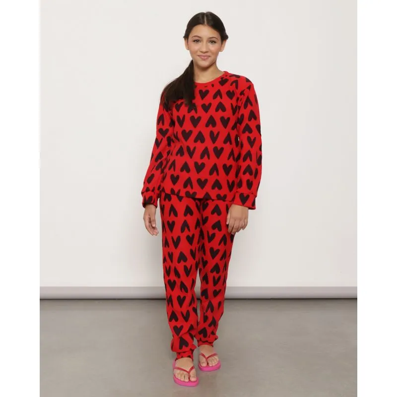 Pijama Juvenil Longo Soft Estampado Corações Vermelho 16