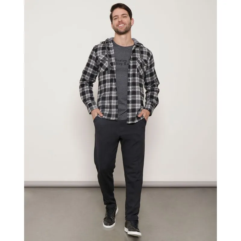 Calça Masculina Casual Com Bolso e Costura Preta G