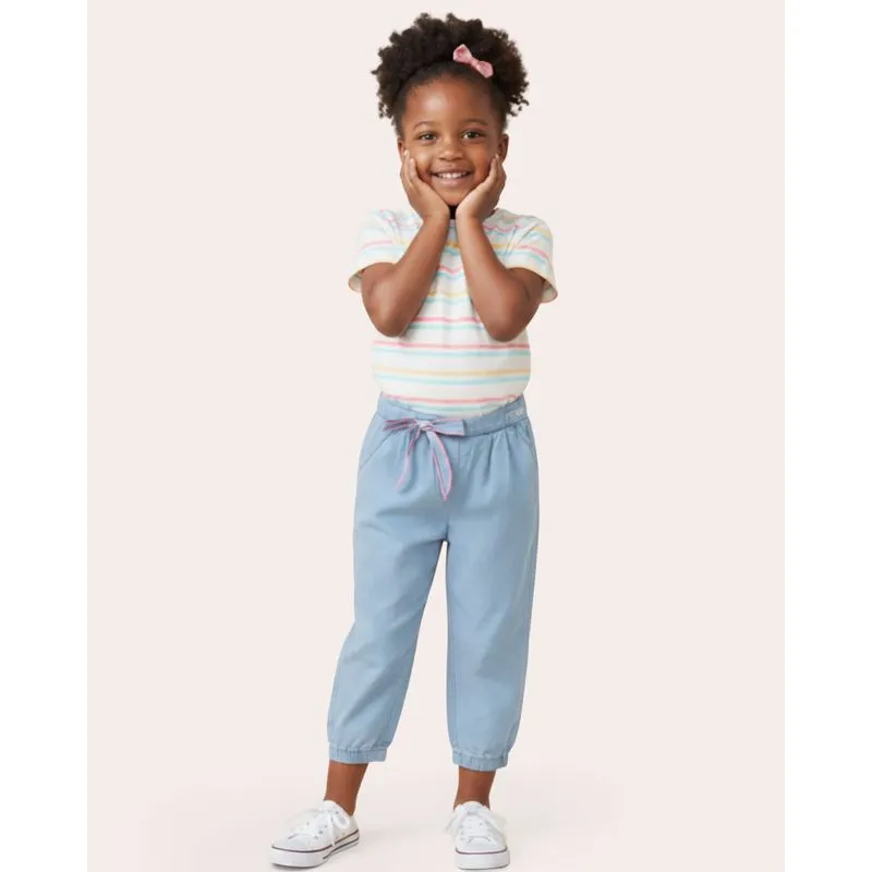 Calça Bebê Jogger Sarja Com Elástico Azul 1