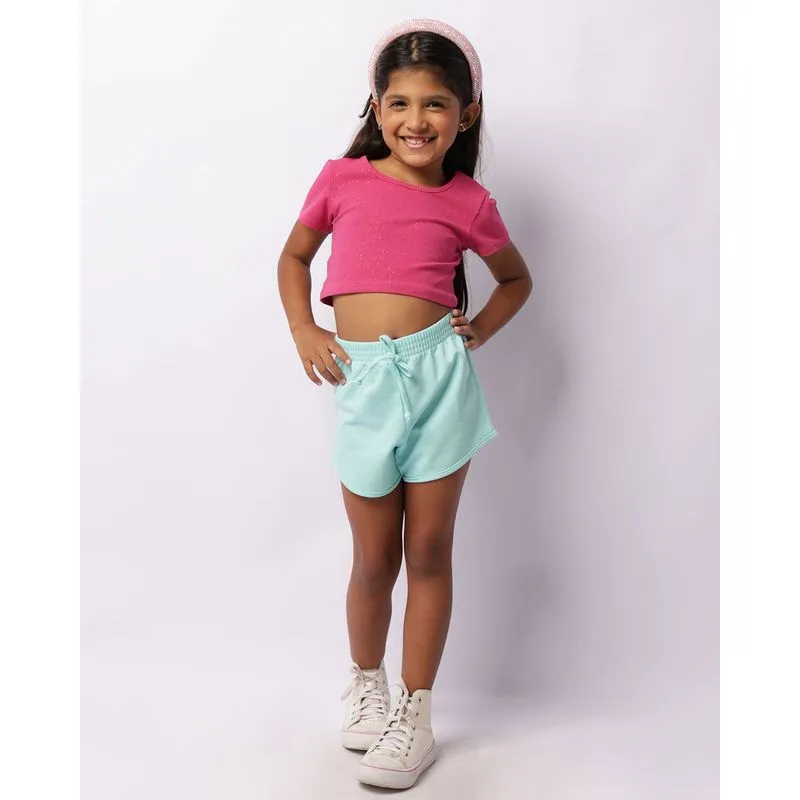Short Infantil Algodão Com Glitter Azul 6