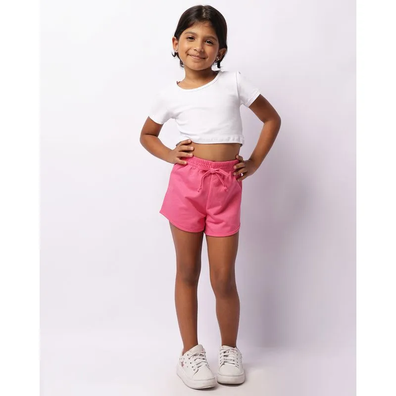 Short Infantil Curto Com Glitter Rosa 8