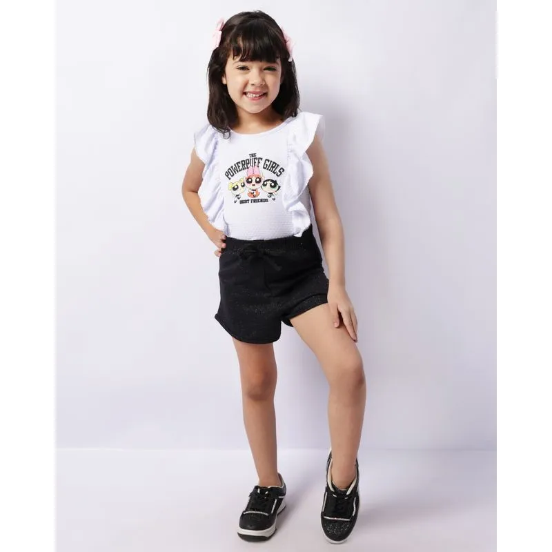 Short Infantil Moletinho Curto Com Glitter Preto 6